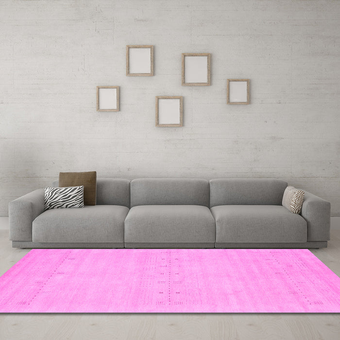Machine Washable Solid Pink Modern Rug in a Living Room, wshcon2510pnk