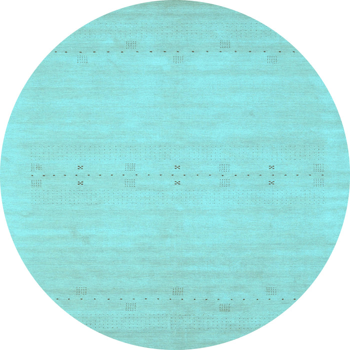 Round Machine Washable Solid Light Blue Modern Rug, wshcon2510lblu