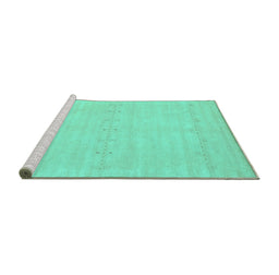 Sideview of Machine Washable Solid Turquoise Modern Area Rugs, wshcon2510turq