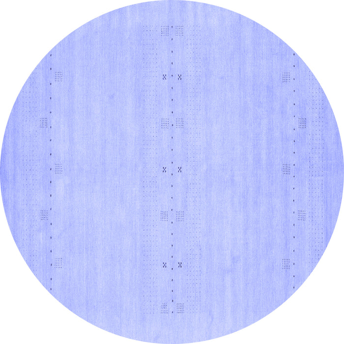 Round Machine Washable Solid Blue Modern Rug, wshcon2510blu