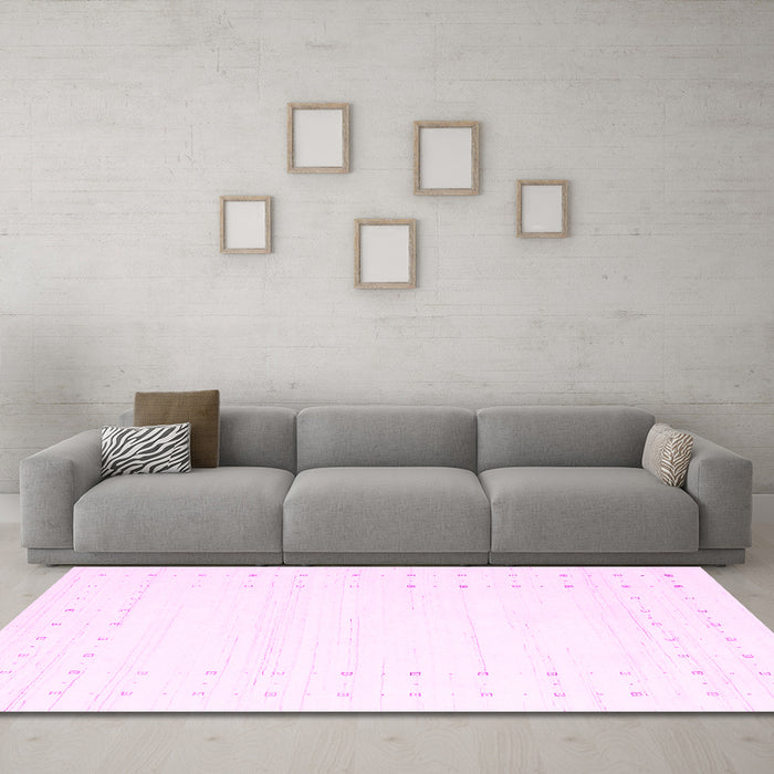 Machine Washable Solid Pink Modern Rug in a Living Room, wshcon2511pnk