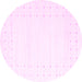 Round Machine Washable Solid Pink Modern Rug, wshcon2511pnk