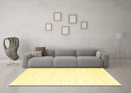 Machine Washable Solid Yellow Modern Rug in a Living Room, wshcon2511yw