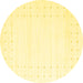 Round Machine Washable Solid Yellow Modern Rug, wshcon2511yw