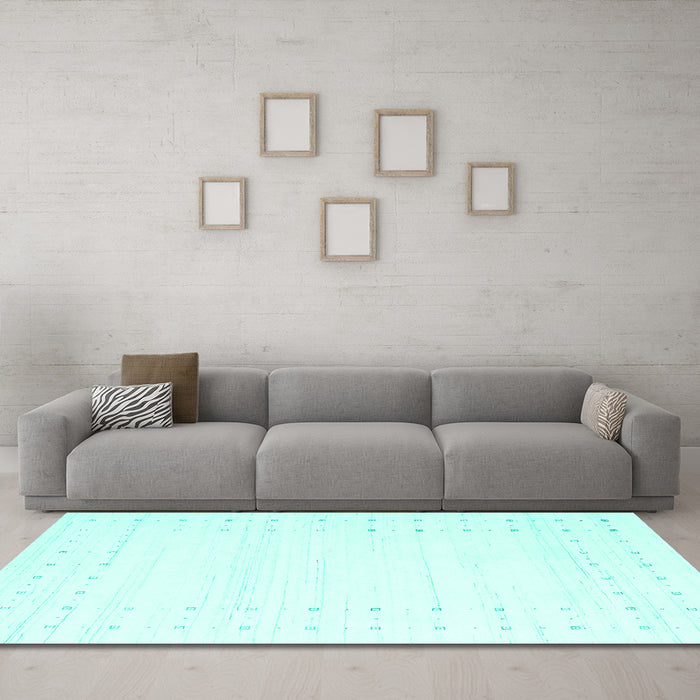 Machine Washable Solid Turquoise Modern Area Rugs in a Living Room,, wshcon2511turq