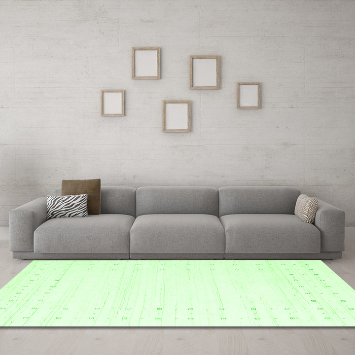 Machine Washable Solid Green Modern Area Rugs in a Living Room,, wshcon2511grn