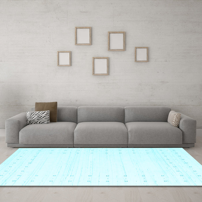Machine Washable Solid Light Blue Modern Rug in a Living Room, wshcon2511lblu