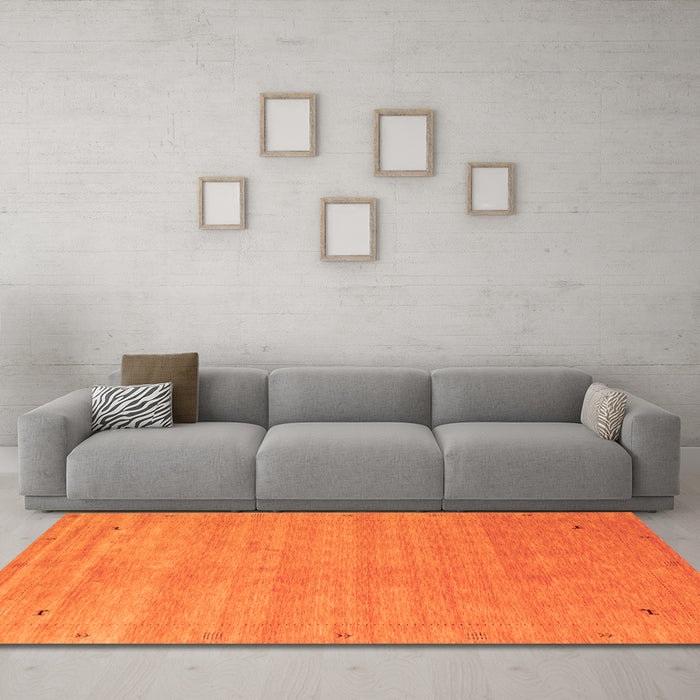 Machine Washable Abstract Orange Contemporary Area Rugs in a Living Room, wshcon2513org
