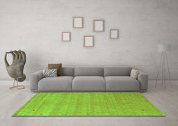 Machine Washable Abstract Green Contemporary Area Rugs in a Living Room,, wshcon2513grn