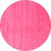 Round Abstract Pink Contemporary Rug, con2513pnk