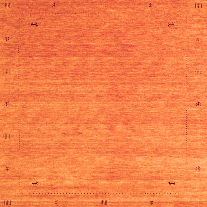 Round Machine Washable Abstract Orange Contemporary Area Rugs, wshcon2513org