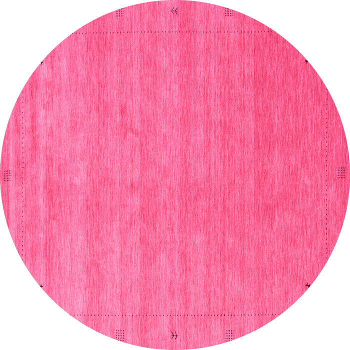Round Machine Washable Abstract Pink Contemporary Rug, wshcon2513pnk
