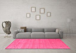 Machine Washable Abstract Pink Contemporary Rug in a Living Room, wshcon2513pnk
