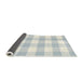 Thickness of Contemporary Metallic Silver Gray Checkered Rug, con2514