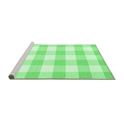 Sideview of Machine Washable Checkered Emerald Green Modern Area Rugs, wshcon2514emgrn