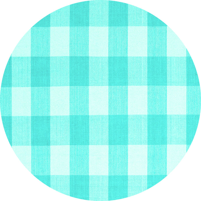 Round Checkered Turquoise Modern Rug, con2514turq