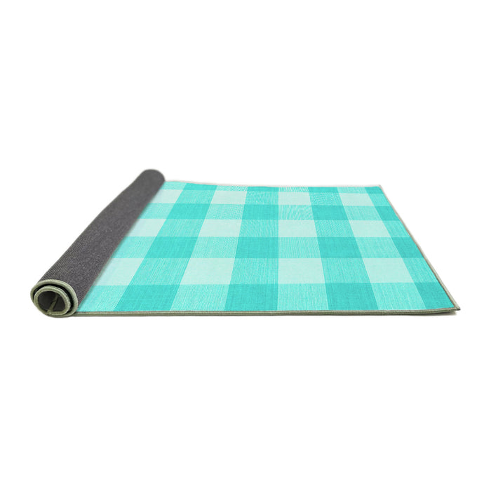Sideview of Checkered Turquoise Modern Rug, con2514turq