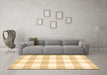 Machine Washable Checkered Brown Modern Rug in a Living Room,, wshcon2514brn