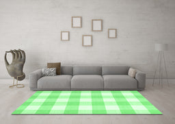 Machine Washable Checkered Emerald Green Modern Area Rugs in a Living Room,, wshcon2514emgrn
