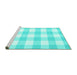 Sideview of Machine Washable Checkered Turquoise Modern Area Rugs, wshcon2514turq