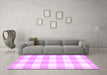 Machine Washable Checkered Pink Modern Rug in a Living Room, wshcon2514pnk