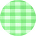 Round Machine Washable Checkered Emerald Green Modern Area Rugs, wshcon2514emgrn