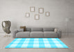 Machine Washable Checkered Light Blue Modern Rug in a Living Room, wshcon2514lblu