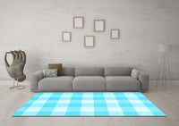 Machine Washable Checkered Light Blue Modern Rug, wshcon2514lblu