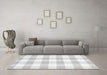 Machine Washable Checkered Gray Modern Rug in a Living Room,, wshcon2514gry