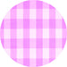 Round Machine Washable Checkered Pink Modern Rug, wshcon2514pnk