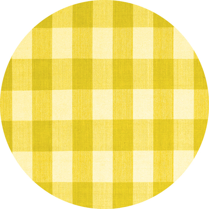 Round Checkered Yellow Modern Rug, con2514yw