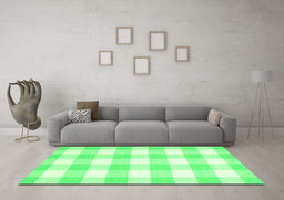 Machine Washable Checkered Green Modern Area Rugs in a Living Room,, wshcon2514grn
