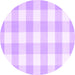 Round Machine Washable Checkered Purple Modern Area Rugs, wshcon2514pur