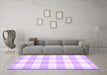 Machine Washable Checkered Purple Modern Area Rugs in a Living Room, wshcon2514pur