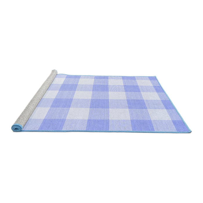 Sideview of Machine Washable Checkered Blue Modern Rug, wshcon2514blu