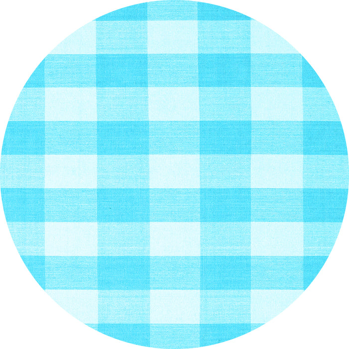 Round Machine Washable Checkered Light Blue Modern Rug, wshcon2514lblu