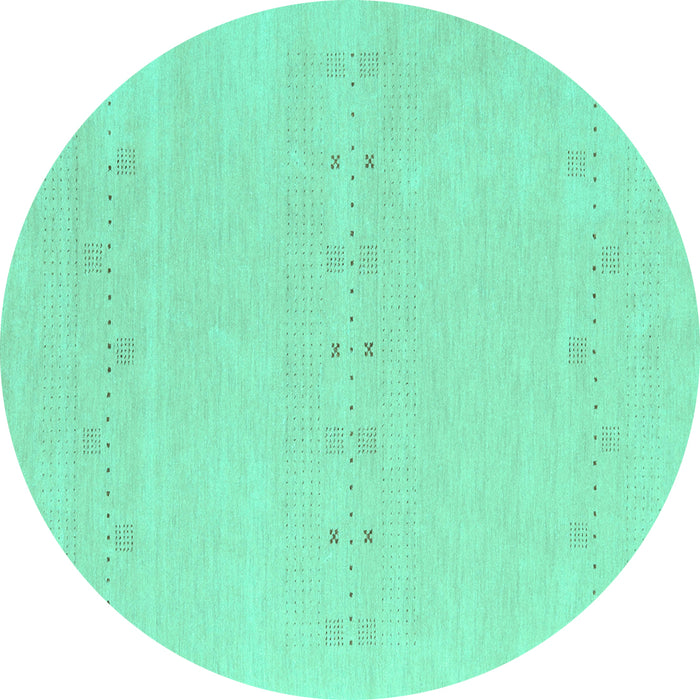 Round Machine Washable Solid Turquoise Modern Area Rugs, wshcon2515turq