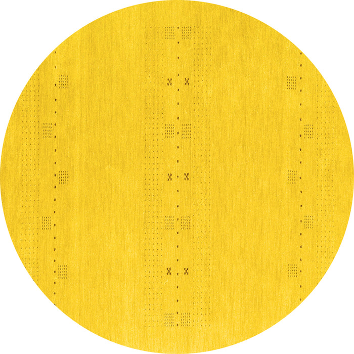 Round Solid Yellow Modern Rug, con2515yw