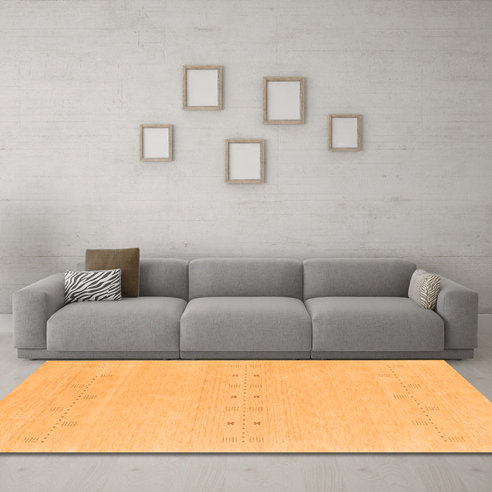 Machine Washable Solid Orange Modern Area Rugs in a Living Room, wshcon2515org