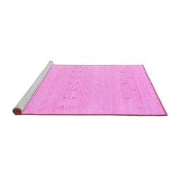 Sideview of Machine Washable Solid Pink Modern Rug, wshcon2515pnk