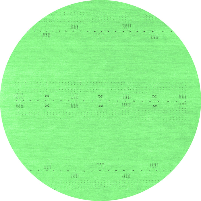 Round Machine Washable Solid Emerald Green Modern Area Rugs, wshcon2515emgrn