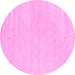 Round Machine Washable Solid Pink Modern Rug, wshcon2516pnk