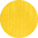 Round Machine Washable Solid Yellow Modern Rug, wshcon2516yw