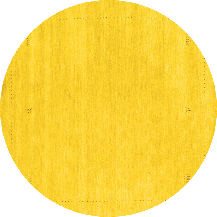 Round Solid Yellow Modern Rug, con2516yw