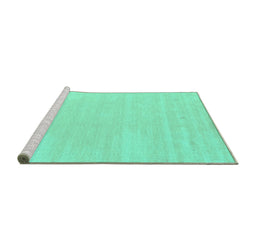 Sideview of Machine Washable Solid Turquoise Modern Area Rugs, wshcon2516turq