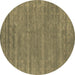 Round Abstract Brown Contemporary Rug, con2517brn