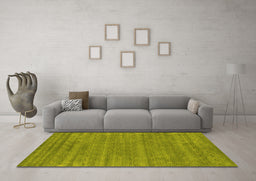 Machine Washable Abstract Yellow Contemporary Rug in a Living Room, wshcon2517yw
