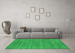 Machine Washable Abstract Green Contemporary Area Rugs in a Living Room,, wshcon2517grn