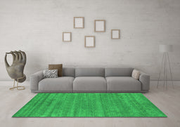 Machine Washable Abstract Green Contemporary Area Rugs in a Living Room,, wshcon2517grn