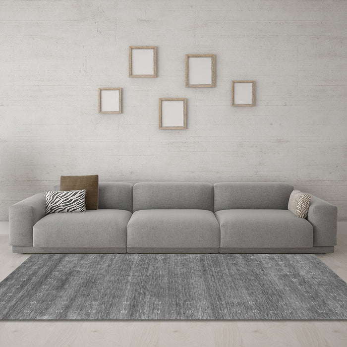 Machine Washable Abstract Gray Contemporary Rug in a Living Room,, wshcon2517gry